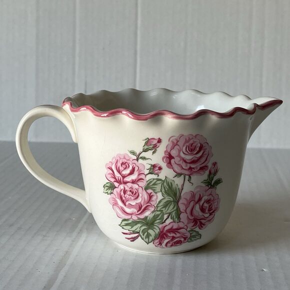 VTG Victorian Garden By MANN MCMLXXXII Hand Painted Ceramic 2.5 Measuring Cup - Picture 1 of 14